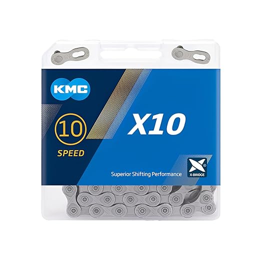KMC X10 10-Speed X-Series Bicycle Chain | Compatible with Shimano, SRAM, Campagnolo and All Major Systems | Grey