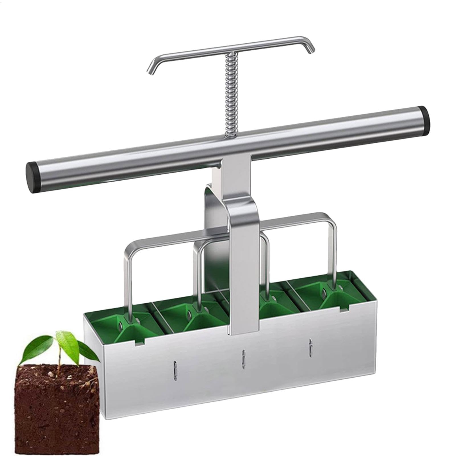 Manual Soil Blocker,Manual Soil Block Maker 4 Cell 2Inches Soil Blocker | Reusable Blocking Tool with Handle Seedling Blocker for Indoor & Outdoor