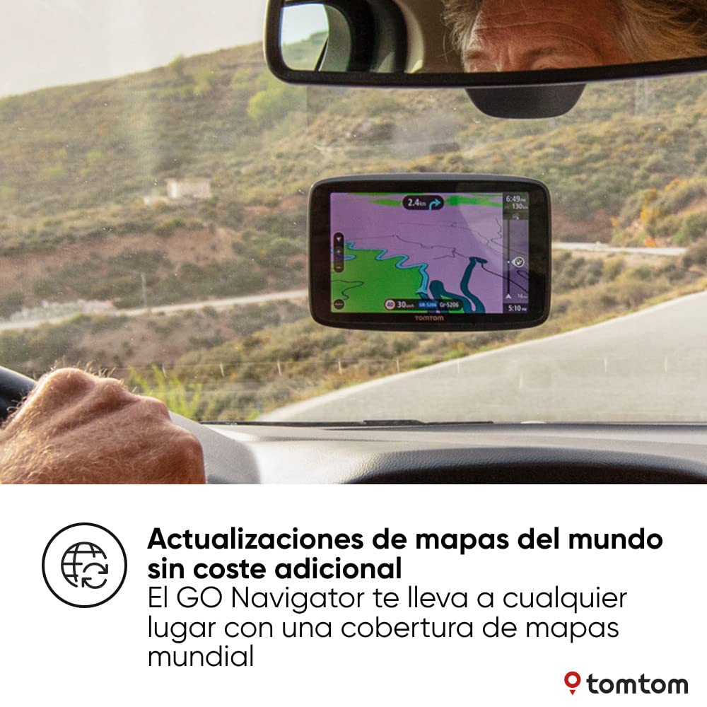 Tomtom GPS para Coche GO Navigator, 6 Pulgadas, información del tráfico en Tiempo Real y Prueba de alertas de radares de tráfico, mapas del Mundo, actualizaciones vía Wi-Fi