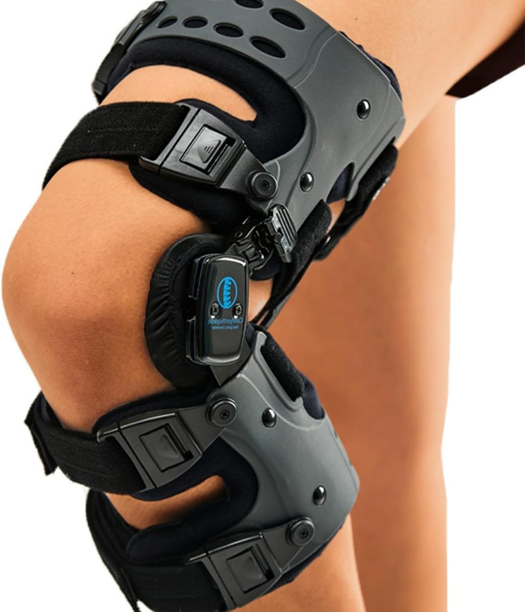 Rodillera cómoda y mejorada con descarga medial OA de un solo lado para hombres y mujeres, soporte para el dolor de osteoartritis y artritis, descargador de articulación hueso sobre hueso L1851 L1843 Llave hexagonal incorporada, se adapta a muslo izquierdo de talla grande de hasta 32 pulgadas