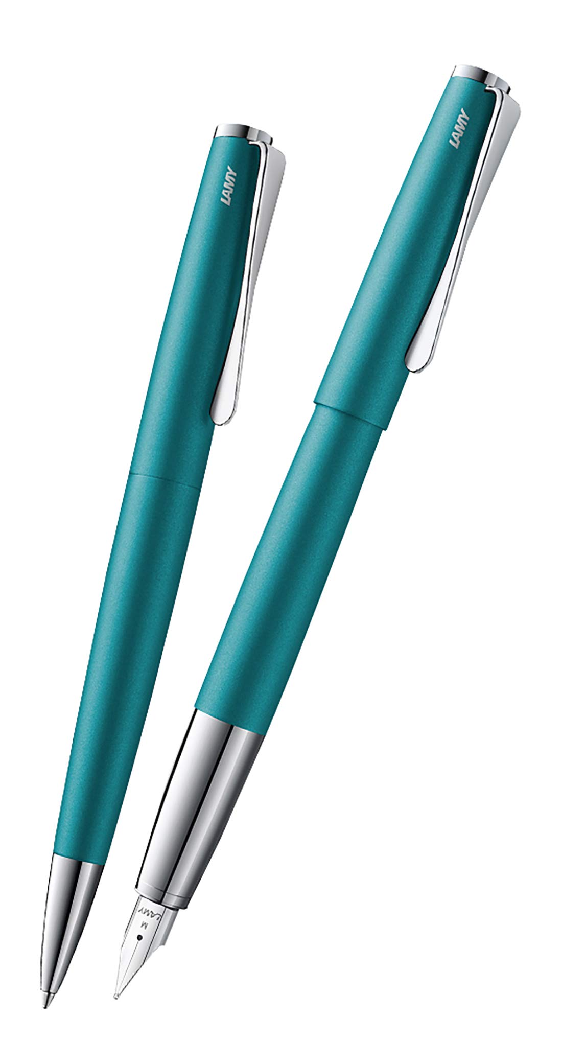 Lamy studio Kugelschreiber 266 Zeitloser Kuli in der Farbe Aquamarine aus rostfreiem Edelstahl und propellerförmigem Clip Stichbreite M