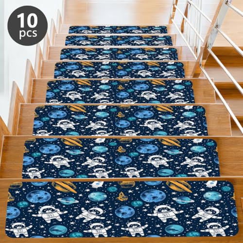 Alfombras para escaleras interiores antideslizantes diseño planetas 30" 6