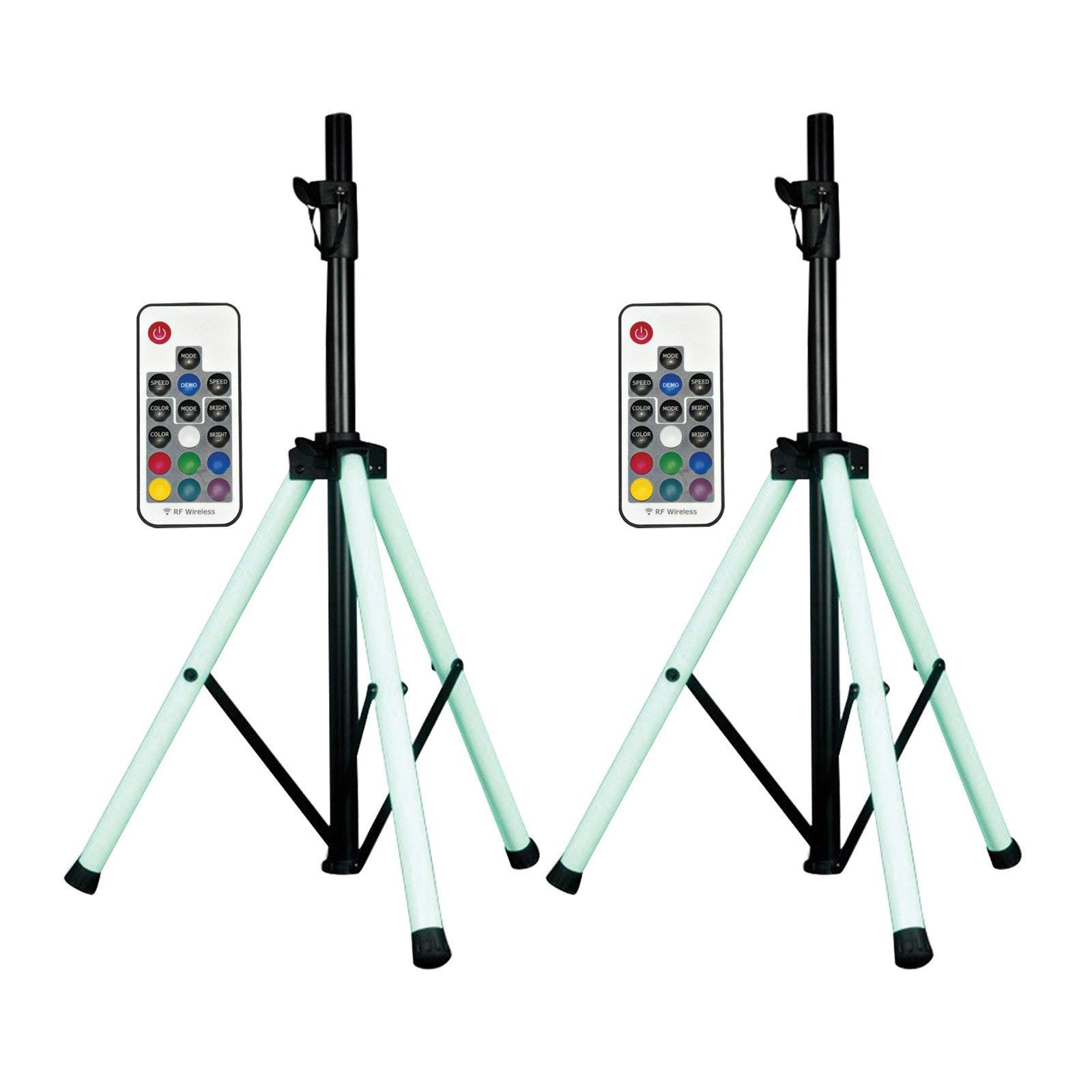 2 MR DJ Universal Color Stand LED Speaker Stand w LED Lighting and IR Control