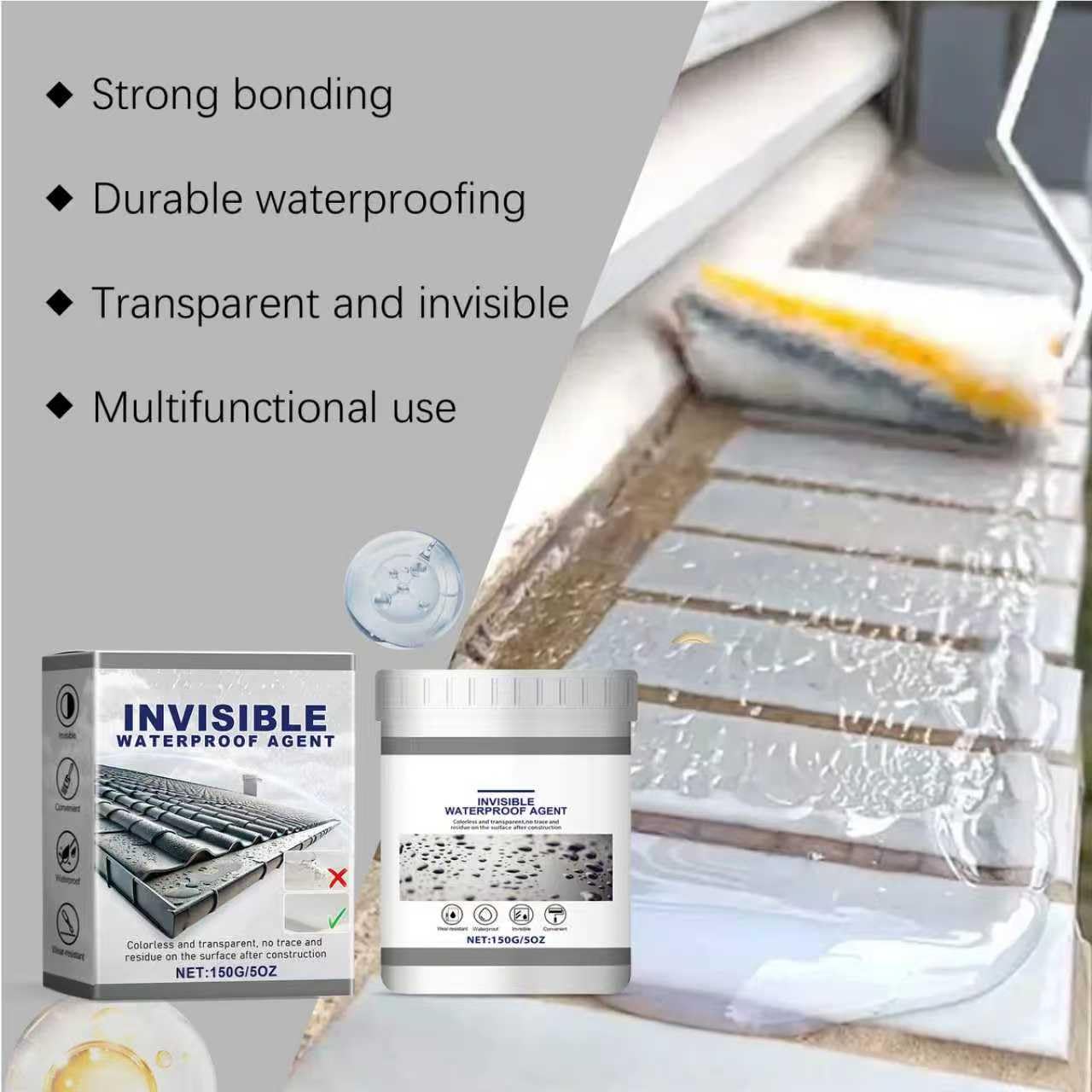 Transparent Waterproof Coating,Invisible Water Proof Sealant for Indoor and Outdoor,Durable and Easy to Bond - Based Clear Sealant Roofs, Shower,Walls, Garden, Terraces 10.58oz (2)