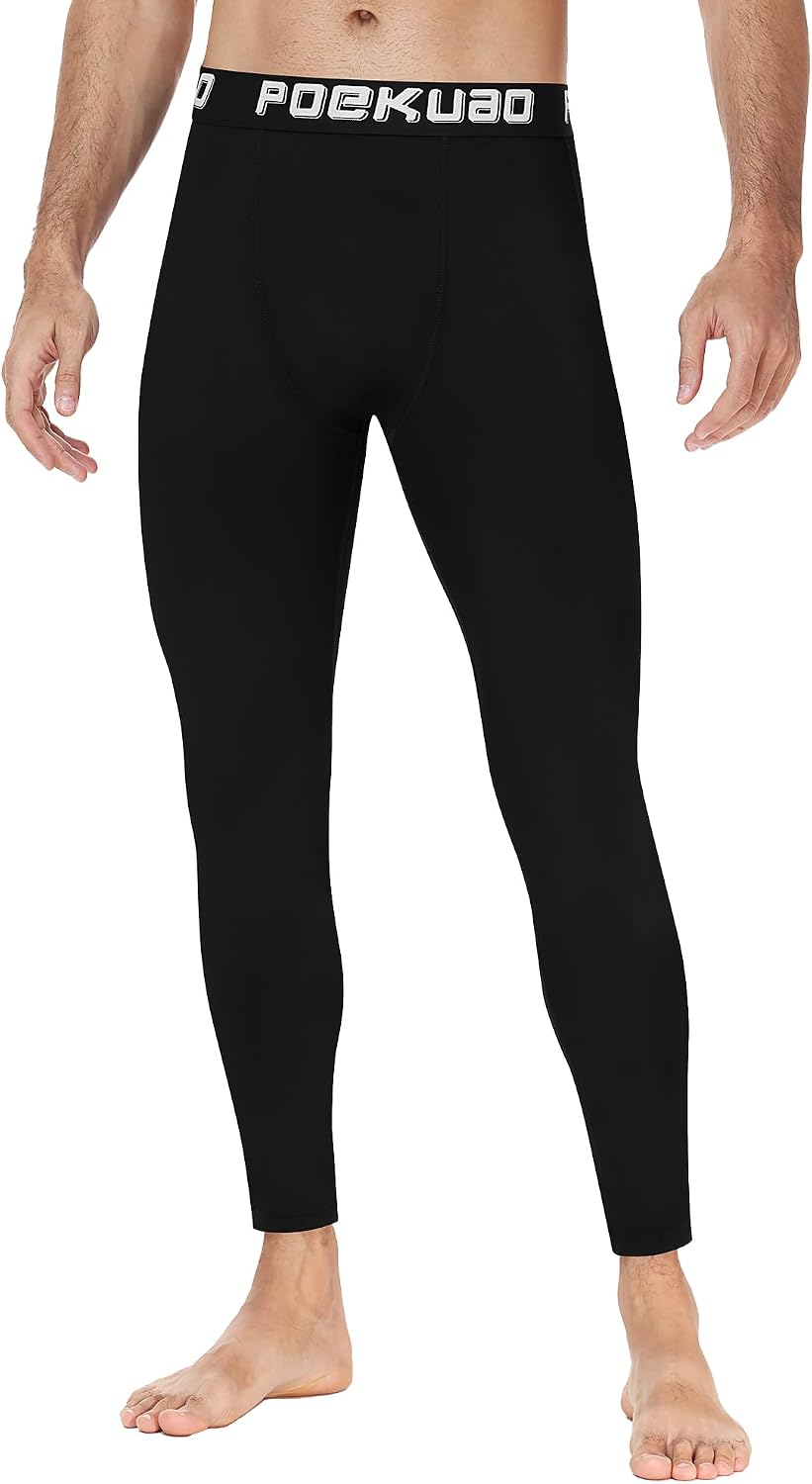 Men's Thermal Compression Pants Fleece Lined Leggings, Athletic Base Layer Winter Gear for Cold Weather