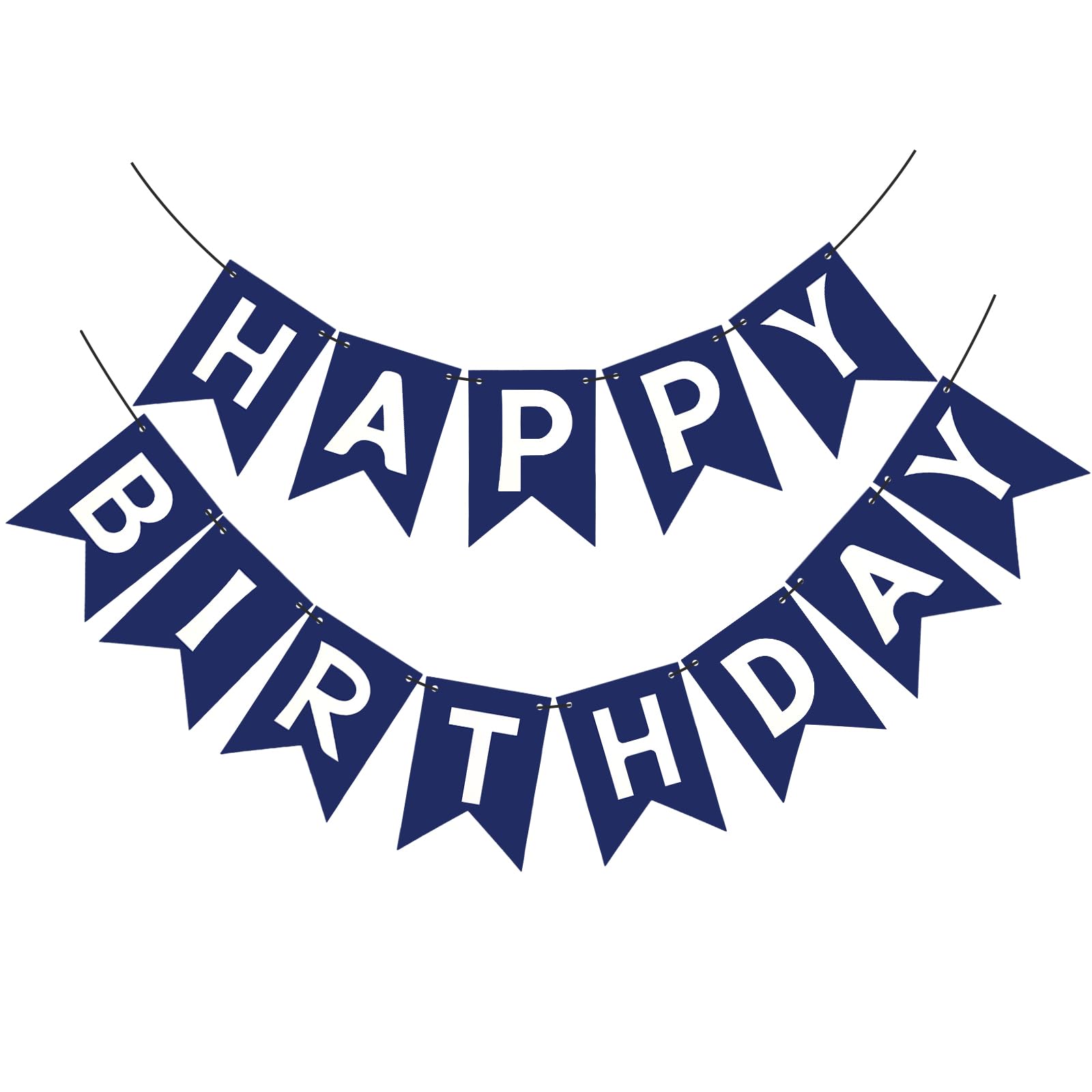 Navy Blue Happy Birthday Banner Signs Party Decorations for Women Men Girls Boys