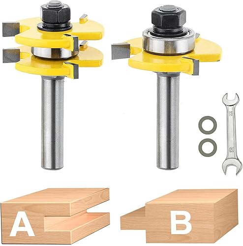 Miniatura 7 de NC NC - Juego de 2 brocas de fresado de madera para carpintería vástago de 14 pulgadas