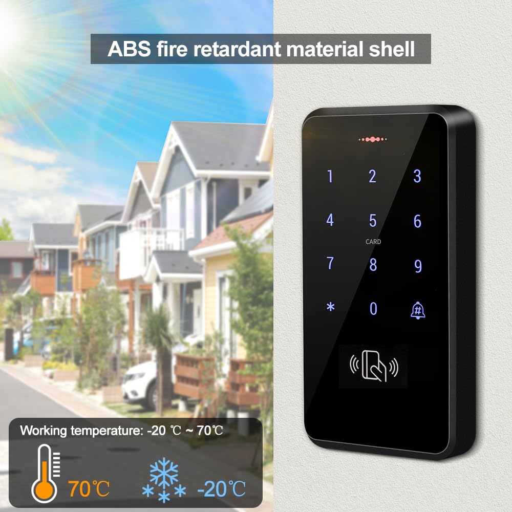 S20 Système de contrôle d'accès pour contrôleur d'accès, clavier rétroéclairé RFID, code d'ouverture de porte, étanche IP68, lecteur de carte 125 kHz, 10 porte-clés EM4100