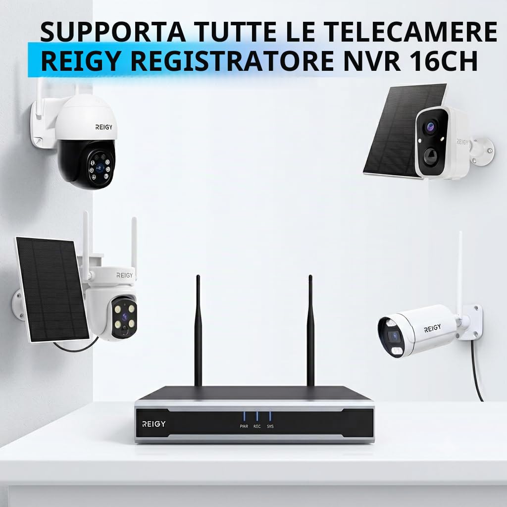 REIGY 16CH 8MP WIFI NVR, Possono Collegare fino a 16 Telecamere