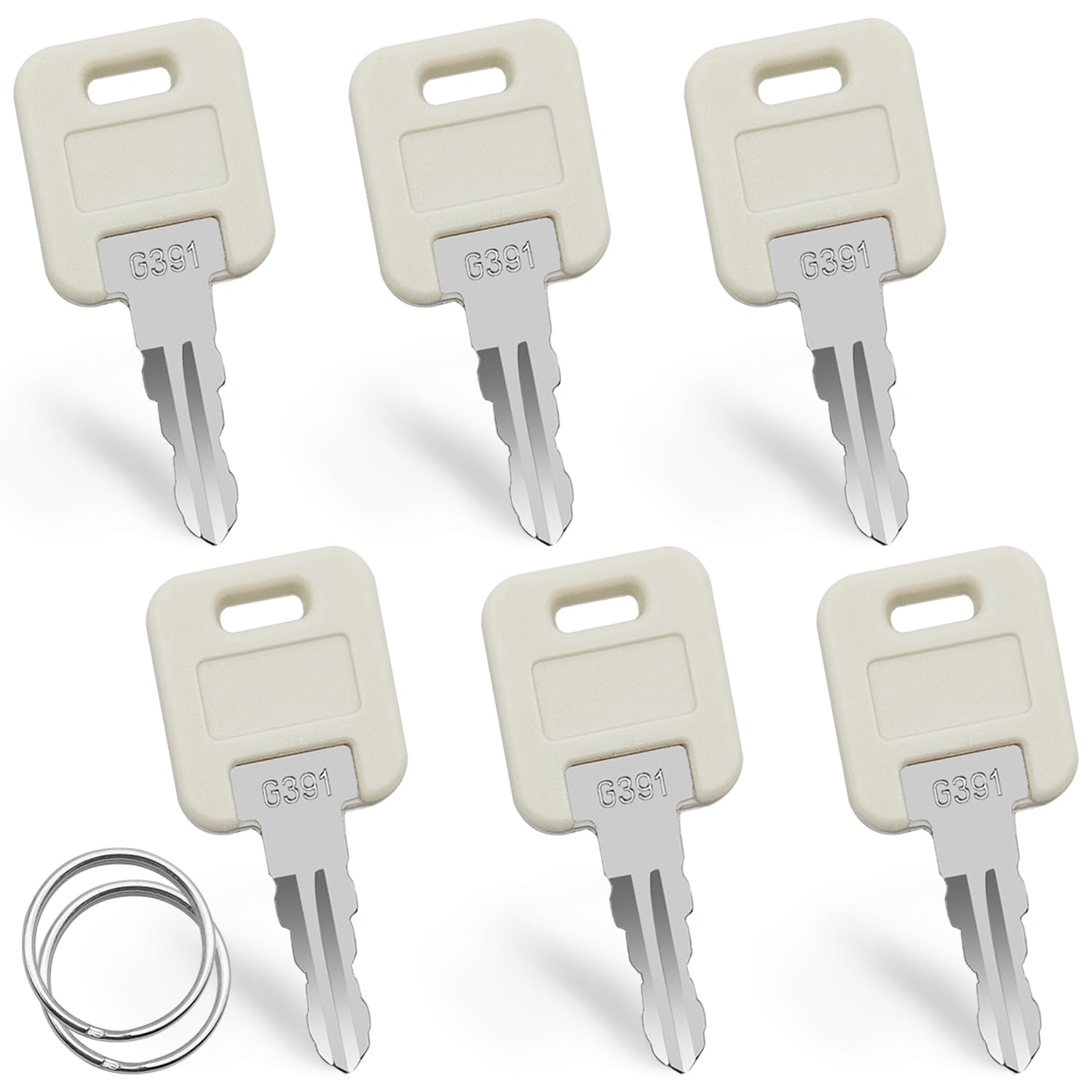 6 Pcs G391 RV Keys, Camper Key G391 - Stainless Steel Camper & RV Replacement Keys with 2 Keyrings - Universal Key for Trailer, Storage Locks, Globally Link Standard Door Lock Compatible