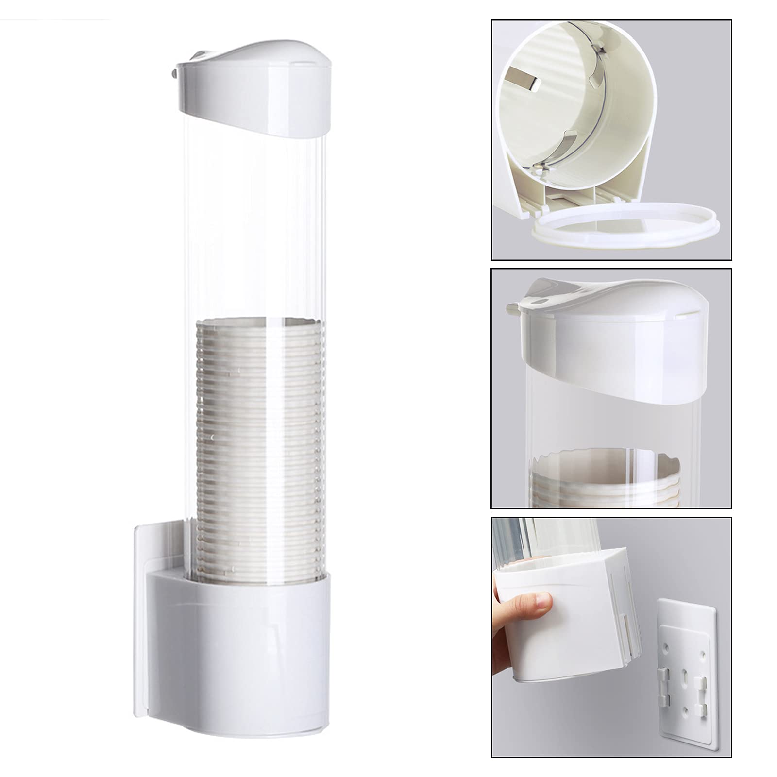 kyaoayo Becherspender, Wandmontierter Einwegbecher-Spender aus Hochwertigem, 80 Stück Pappbecher Kapazität Spender, Staubdicht Design, für Plastikbecher und Papierbecher (Schwarz)