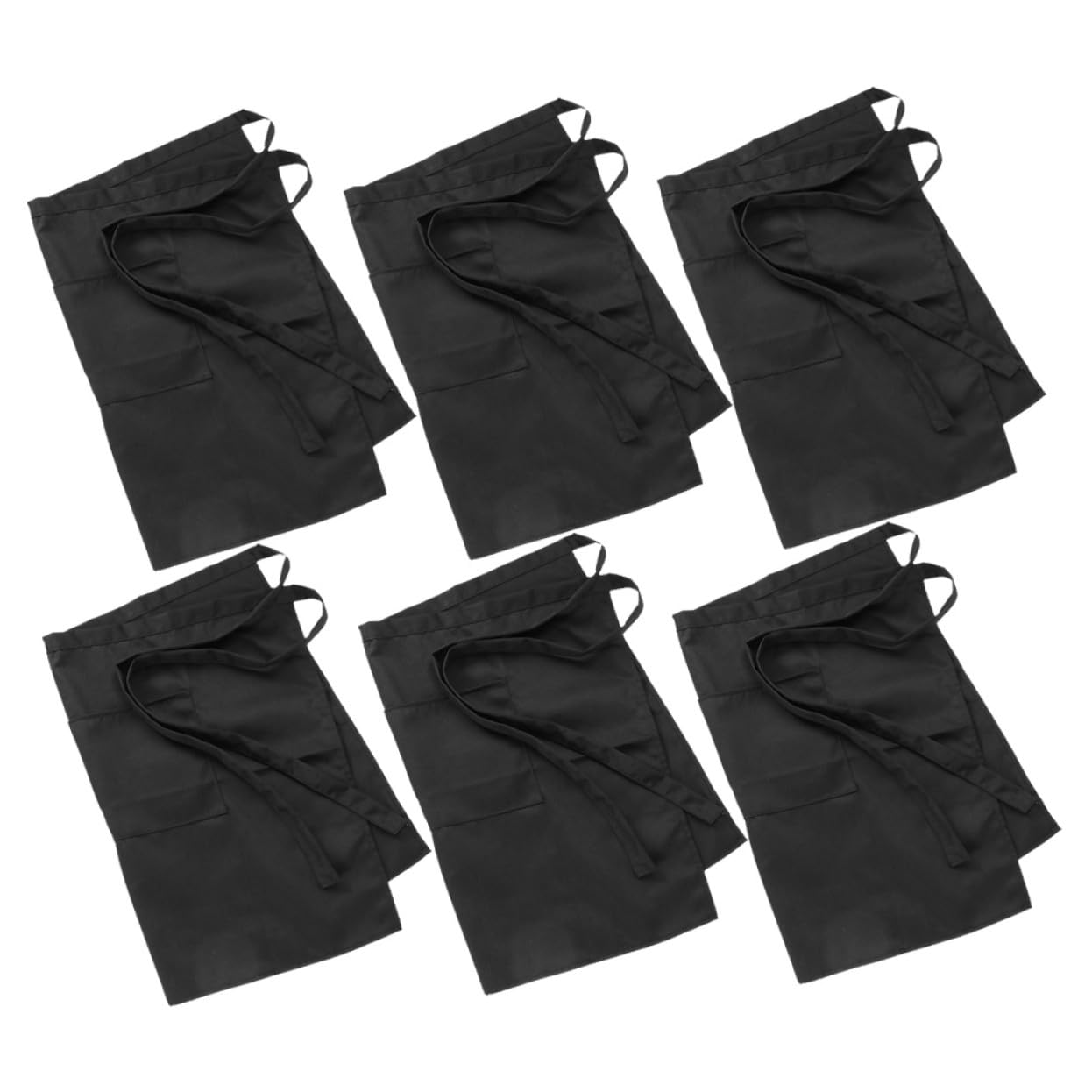 6 Piezas Delantal Corto Unisex para Cocina y Bar Funcionales Cómodo con Tiras de Cintura Poliéster Lavable para Uso Profesional y Doméstico