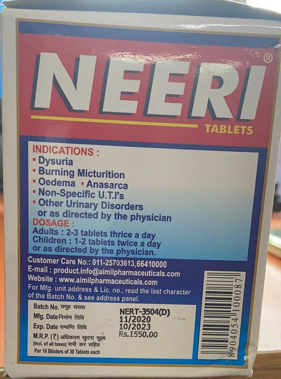 Neeri Aimil Tablets for Kidney and Urinary, 10 x 30 Tabs