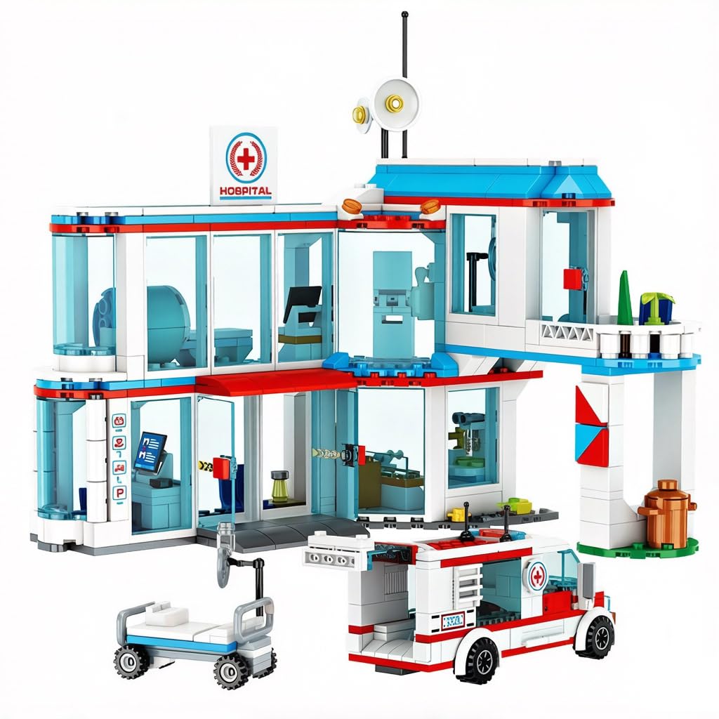 SKY LINE OCEAN City Hospital STEM 3-in-1 Building Block Set, 687 PCS Multi-Model Kit with Ambulance, Truck & Rescue Helicopter, City Series Construction Toy for Kids 6+ | 6 Months Structural Warranty-image-30