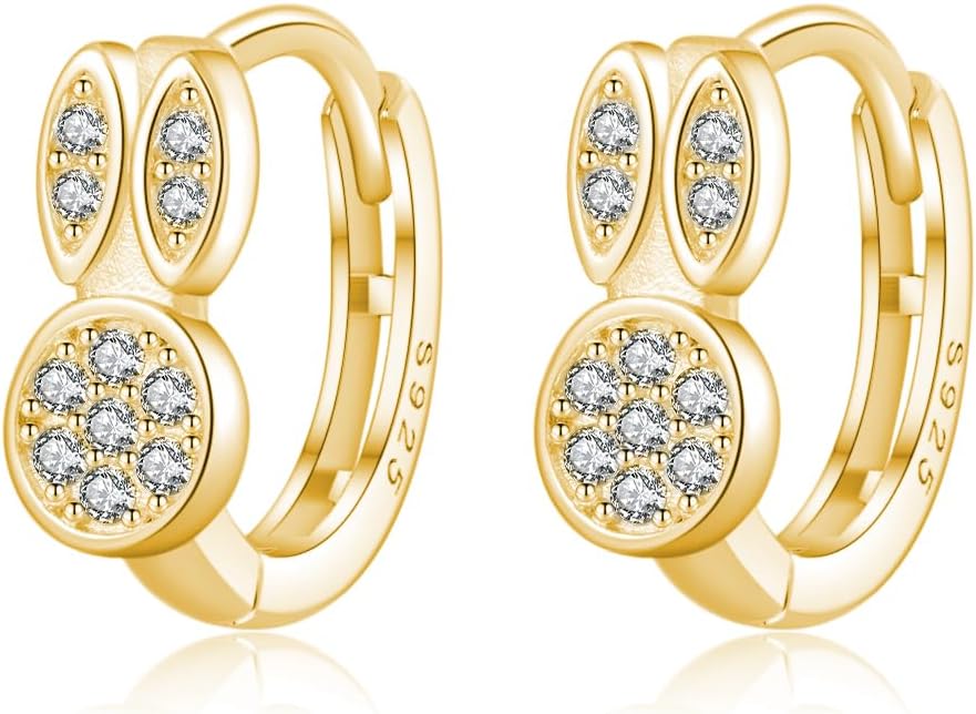 SLUYNZ Solid 925 Sterling Silver CZ Rabbit Earrings Hoop for Women Teen Girls Easter Bunny Hoop Earrings Huggie