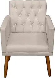1 Cadeira Poltrona para Clínica Decorativa resistente confortável tecido veludo confortável pés de madeira reforçado MOBLAN decor (BEGE)