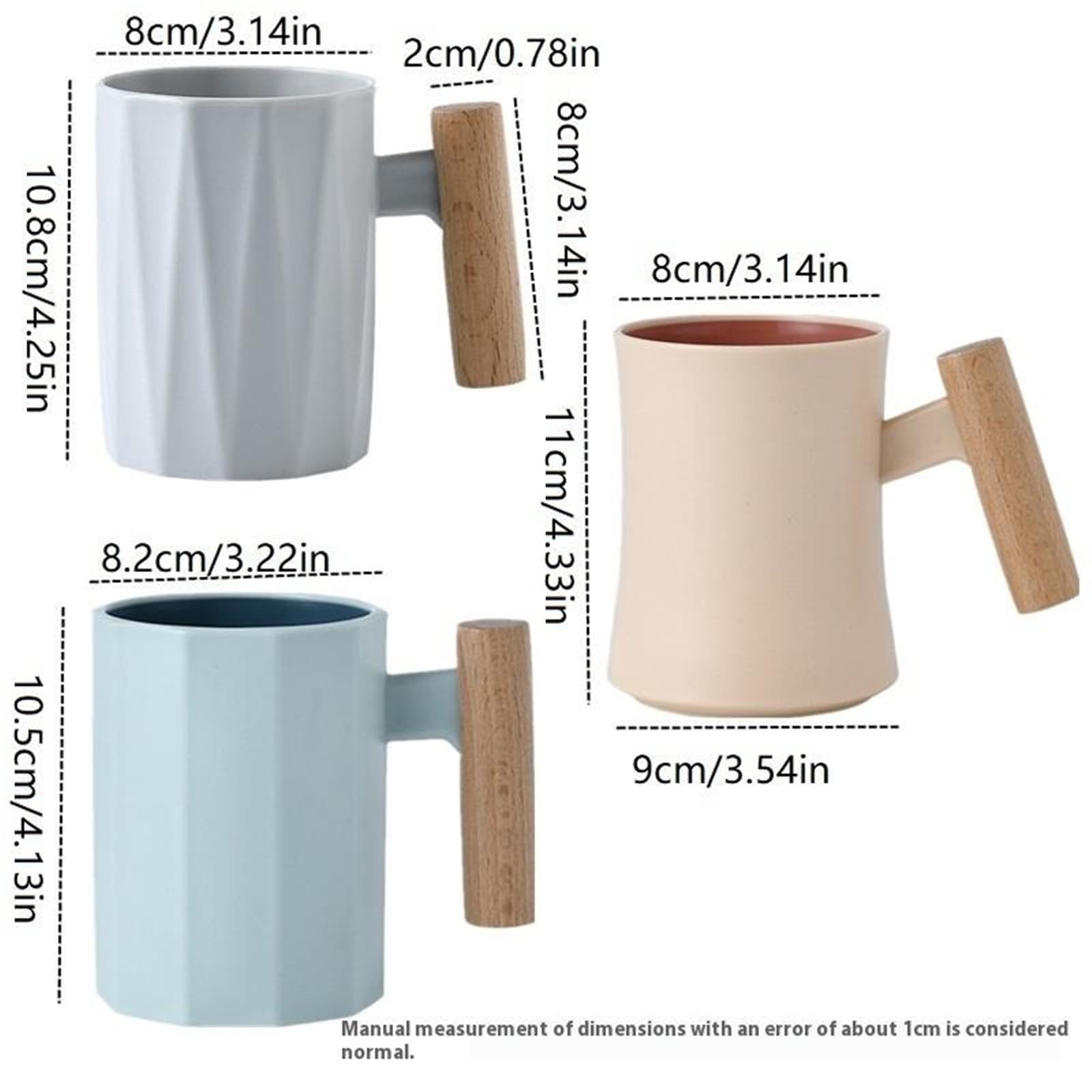 Manico in Legno for Tazza for collutorio da 2 Pezzi per Spazzolini e Dentifrici | Tazza for spazzolare e lavare Dormitorio Semplice tazza for spazzolino da denti for coppia domestica(White)