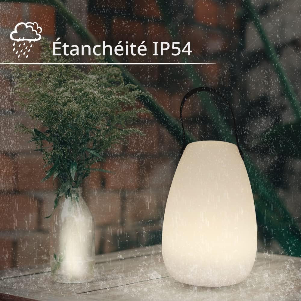 FUYO Lampe de Table Extérieure Rechargeable LED 8 Couleurs Dimmable Lampe de Table Sans Fil avec Télécommande, 4 Niveaux d'intensité Variable, IP44 étanche pour Chambre Jardin Patio