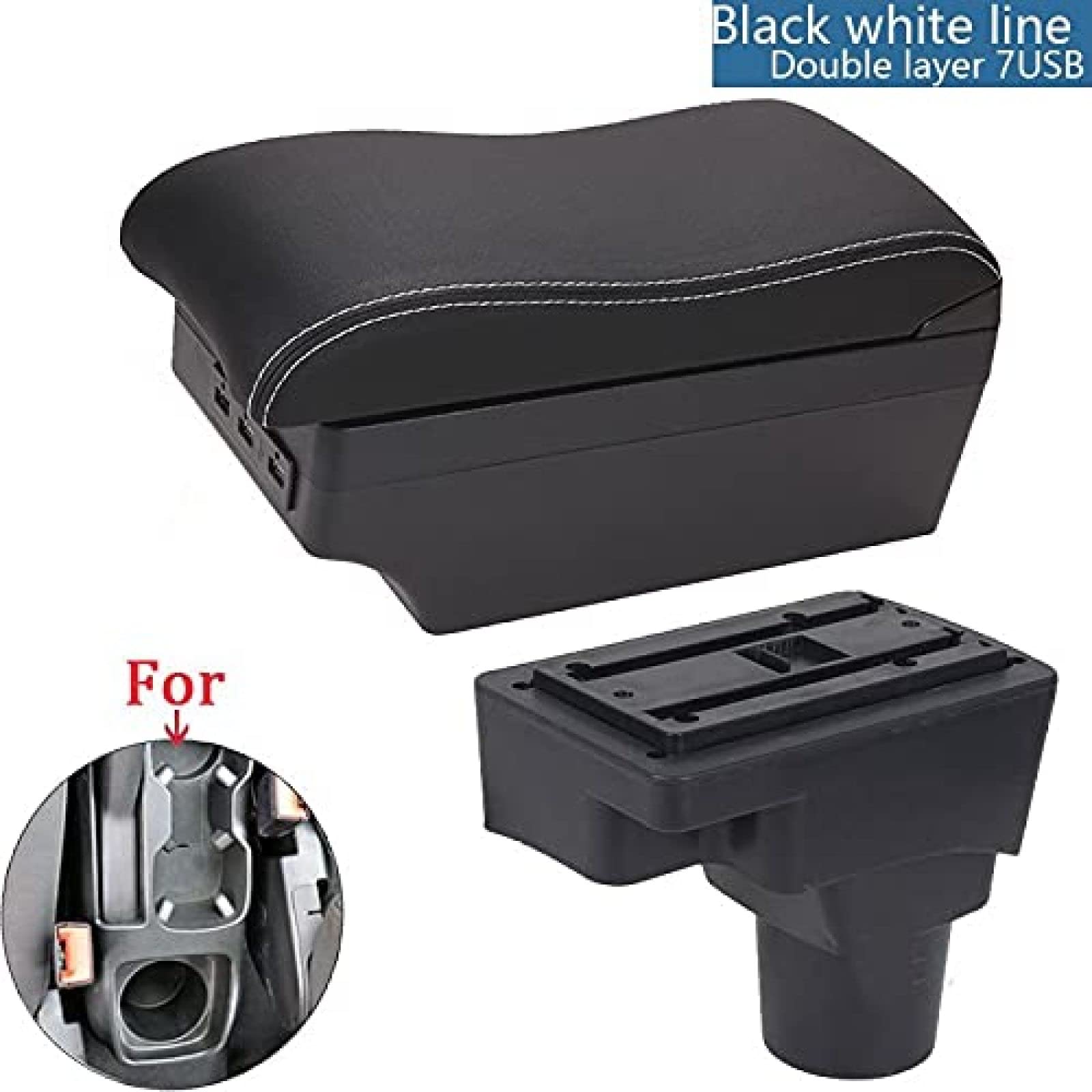 Podłokietnik Box pasuje do Chevrolet Sonic Aveo Części doposażenia wnętrza pudełko do przechowywania części samochodowe USB, czarno-biała linia