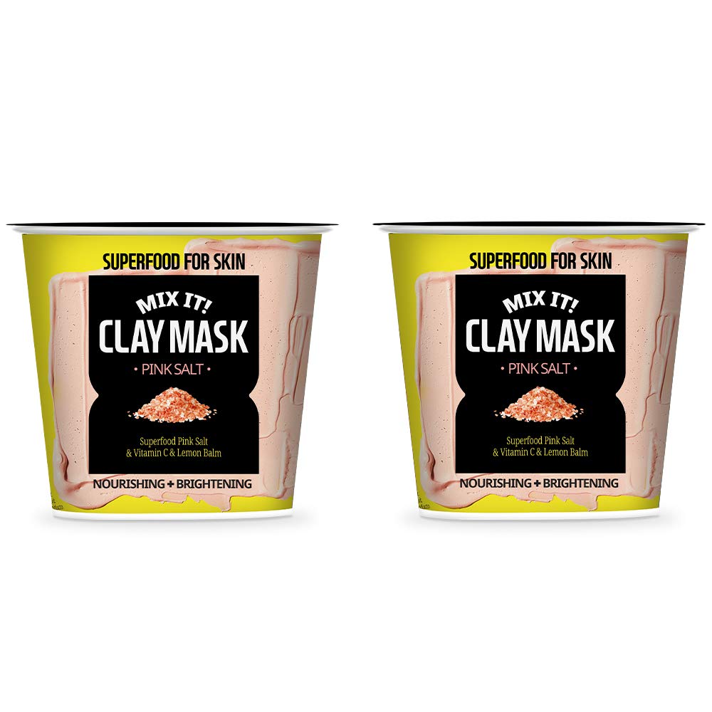 FFARMSKIN Mix It! Clay Mask Pink Salt/Nutritious facial mask/Nourishing & Brightening Skin Care/For dull and Sensitive Skin/Organic, Cruelty-Free (Pack of 2)