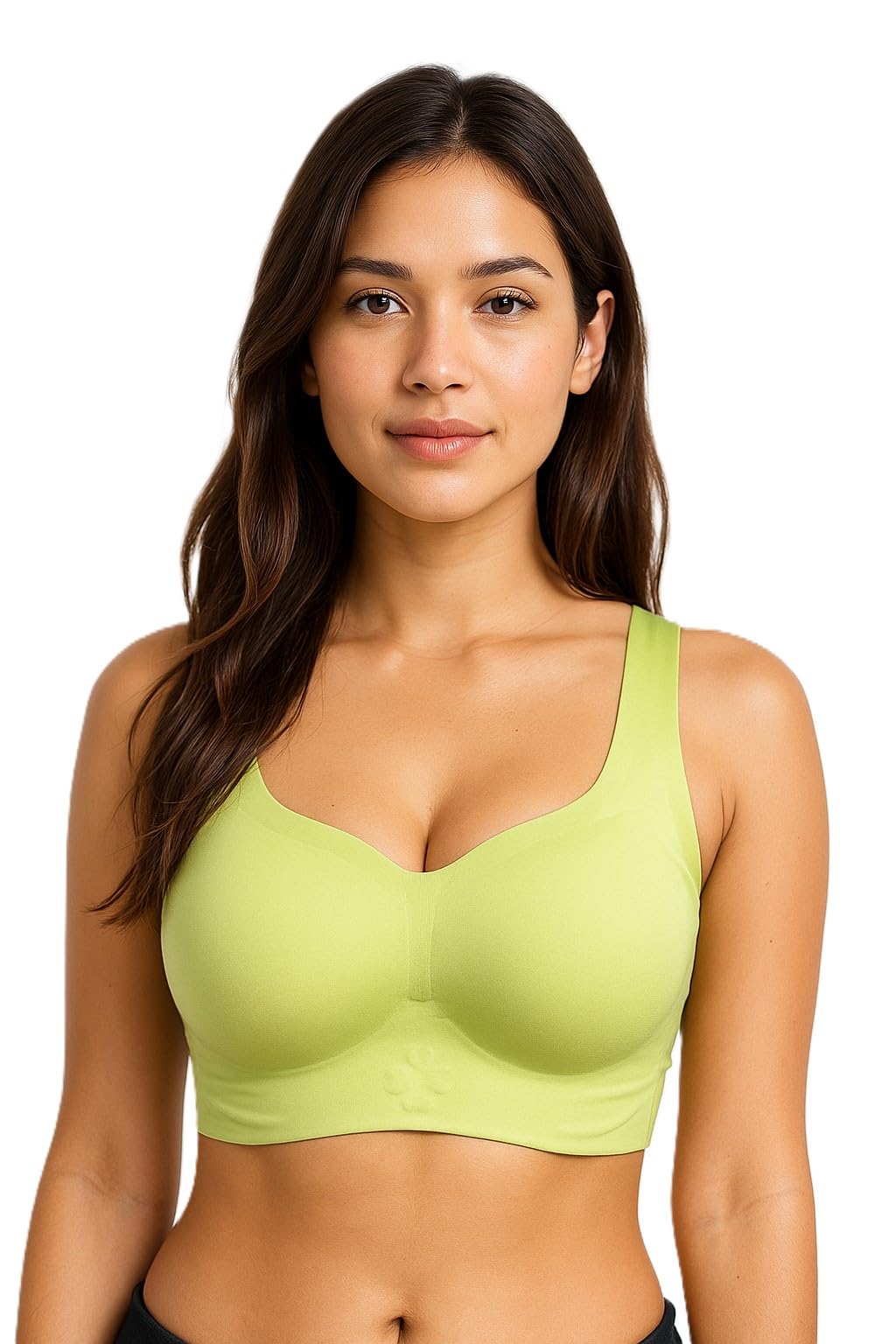 Women's Sports Bra in Lime Green, Seamless Comfort Fit Athletic Crop Top Type Bra, Wide Straps and Full Coverage Support for Workout, Yoga, Gym & Daily Use-image-19