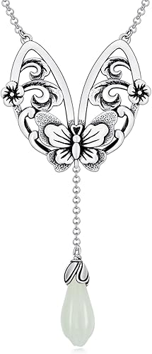 Animal Flower Necklace for Women Mom Sterling Silver Enamel Jade Necklace Birthday Valentine's Day Mother's Day Gifts