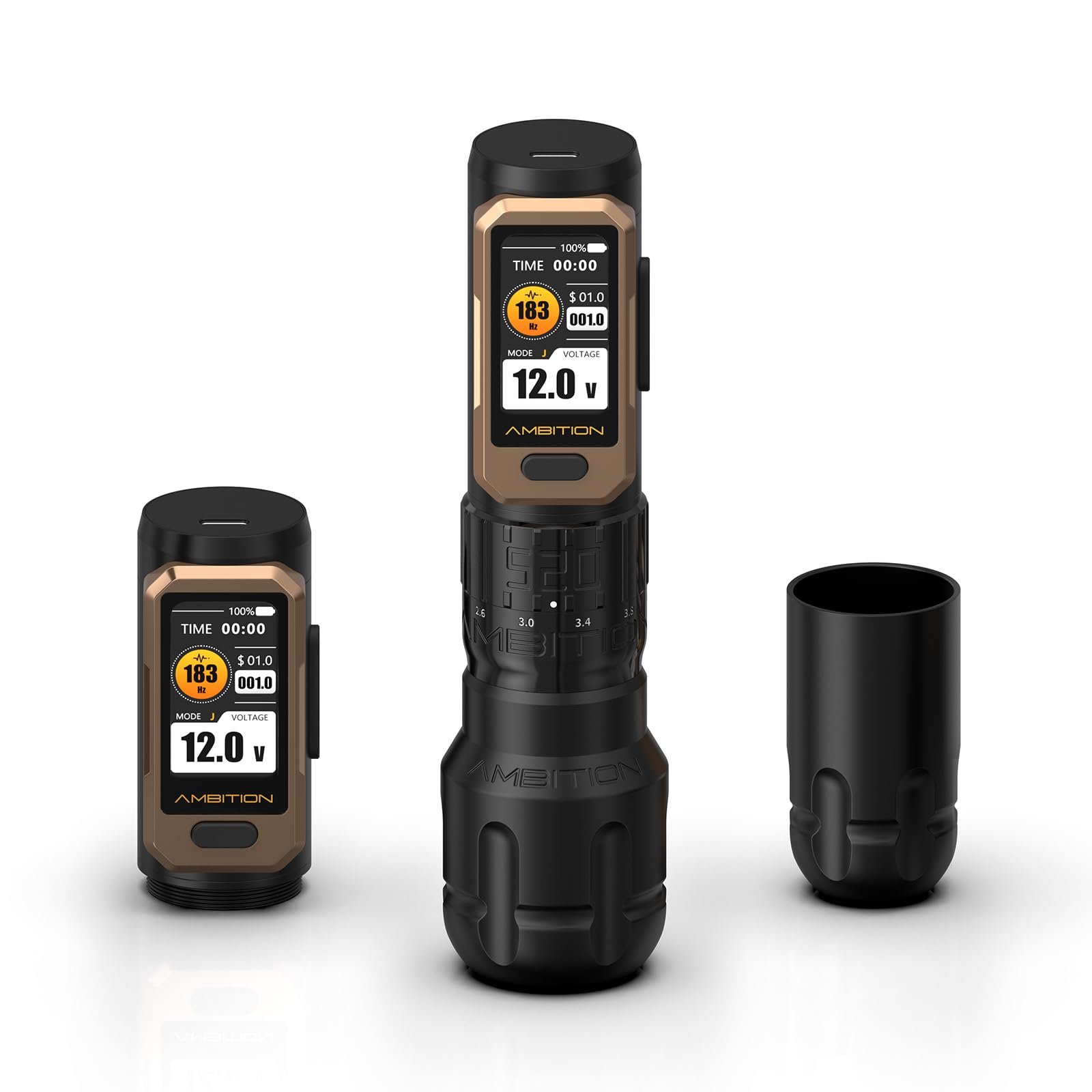 Ambition Soldier Pro 520 Macchinetta Tattoo Wireless Rotary, Motore 520g.cm Coppia Ultra Elevata, Doppia Batteria 2400mAh e Corsa Regolabile per Artisti Professionisti
