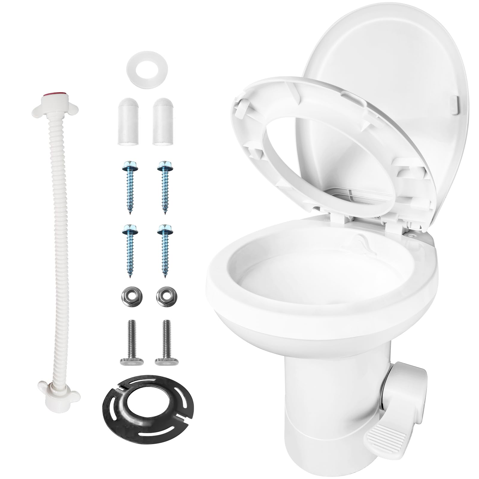 TRAVELVALUE - Toilette à pédale pour camping-car - 50,8 cm - En polyéthylène haute densité - Profil haut - Pour camping-car, caravane, voyage, camping