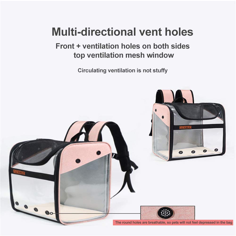 Mochila para Mascotas Portátil, Tela Oxford, Adecuada para Gatos Y Perros, Bolsa Visual Transparente Panorámica, Tamaño Plegable: 40 Cm X 34 Cm X 6 Cm (Azul Cielo Qs-049)