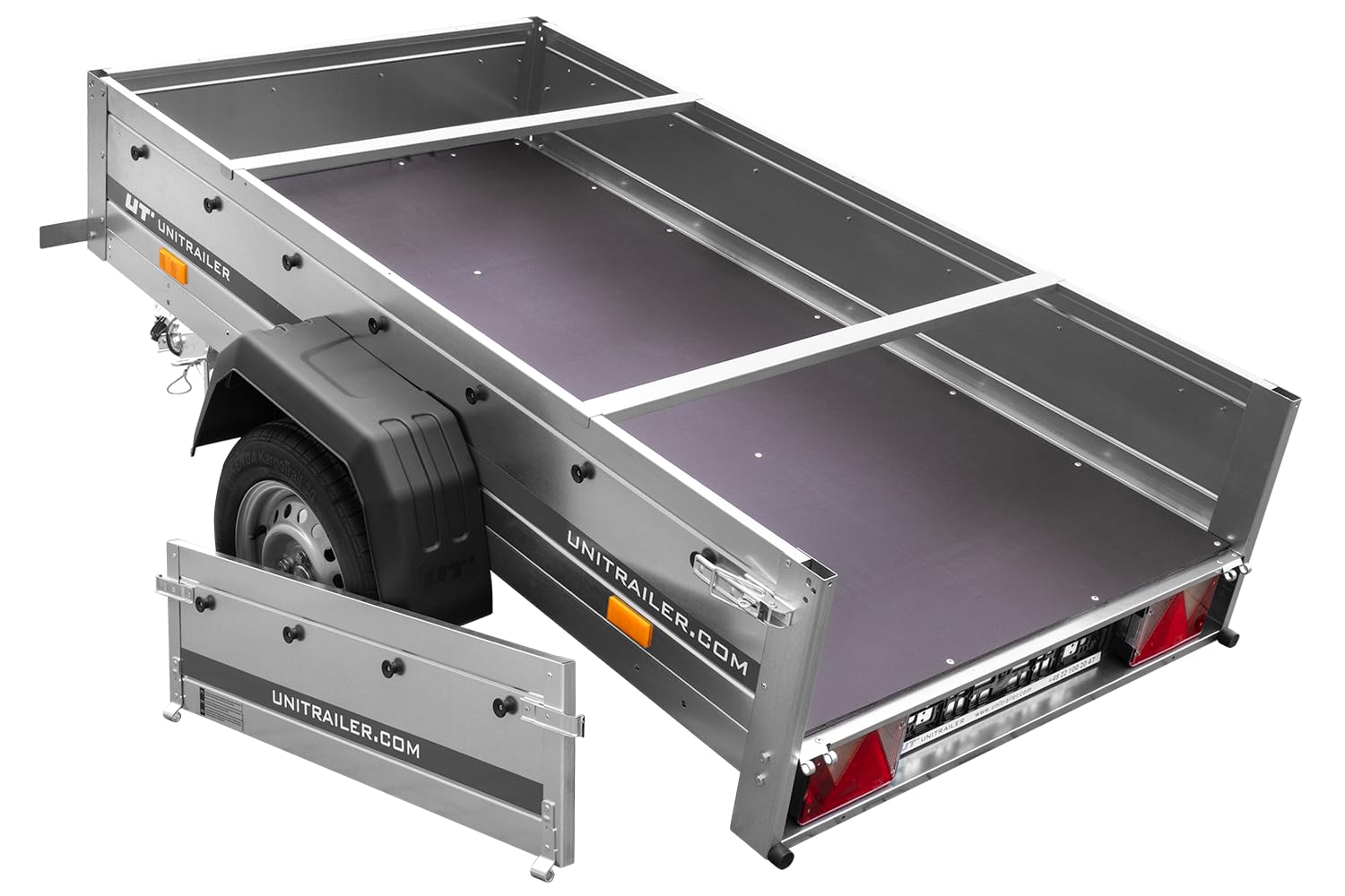 UNITRAILER Kipper-Anhänger 200 mit Stützrad, H-0-Rahmen, Grauer Plane, 20,06 x 12,5 cm Ladefläche