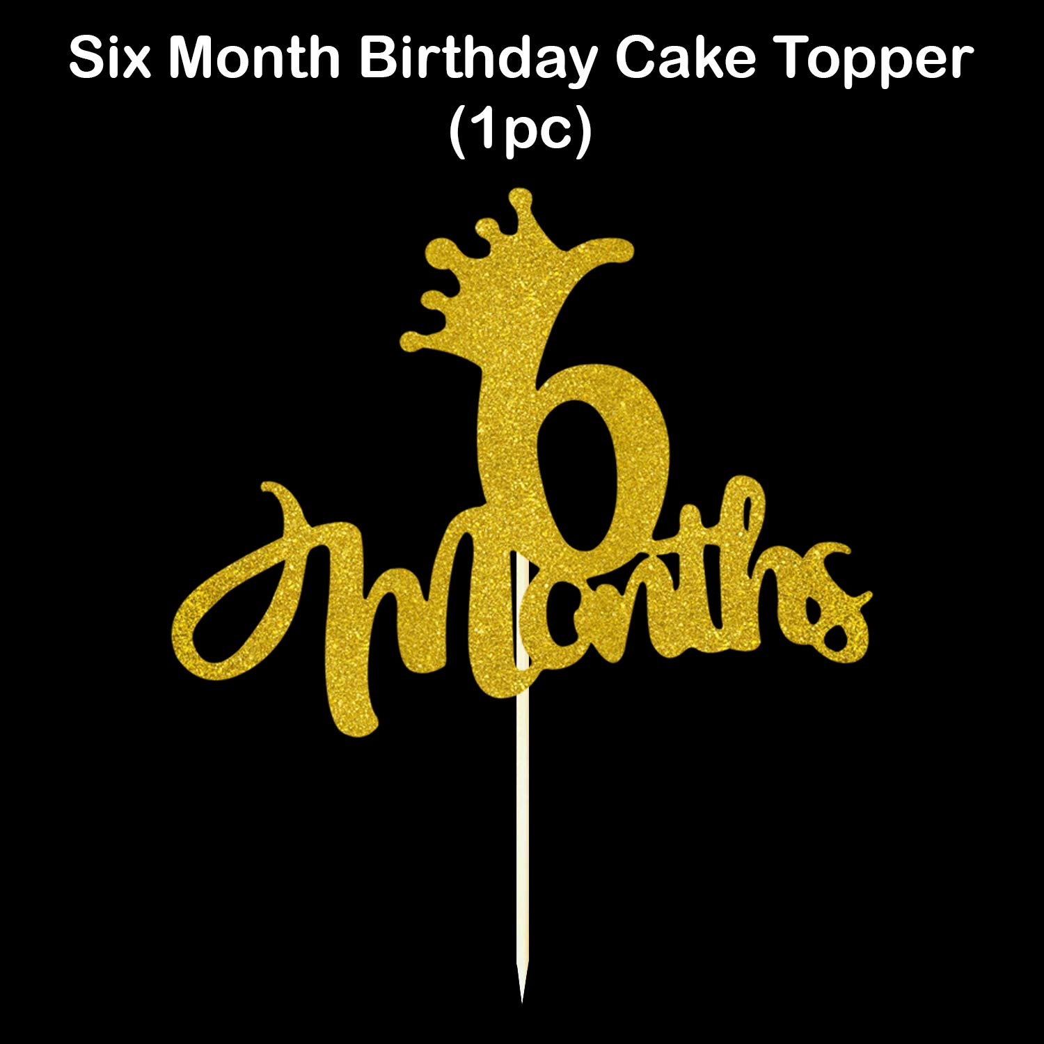 Festiko Gold 6 Months Crown Shape Cake Topper for Birthday Prince/Princess/Boy/Girl/Anniversary/Engagement/Celebration - Image 2 thumbnail