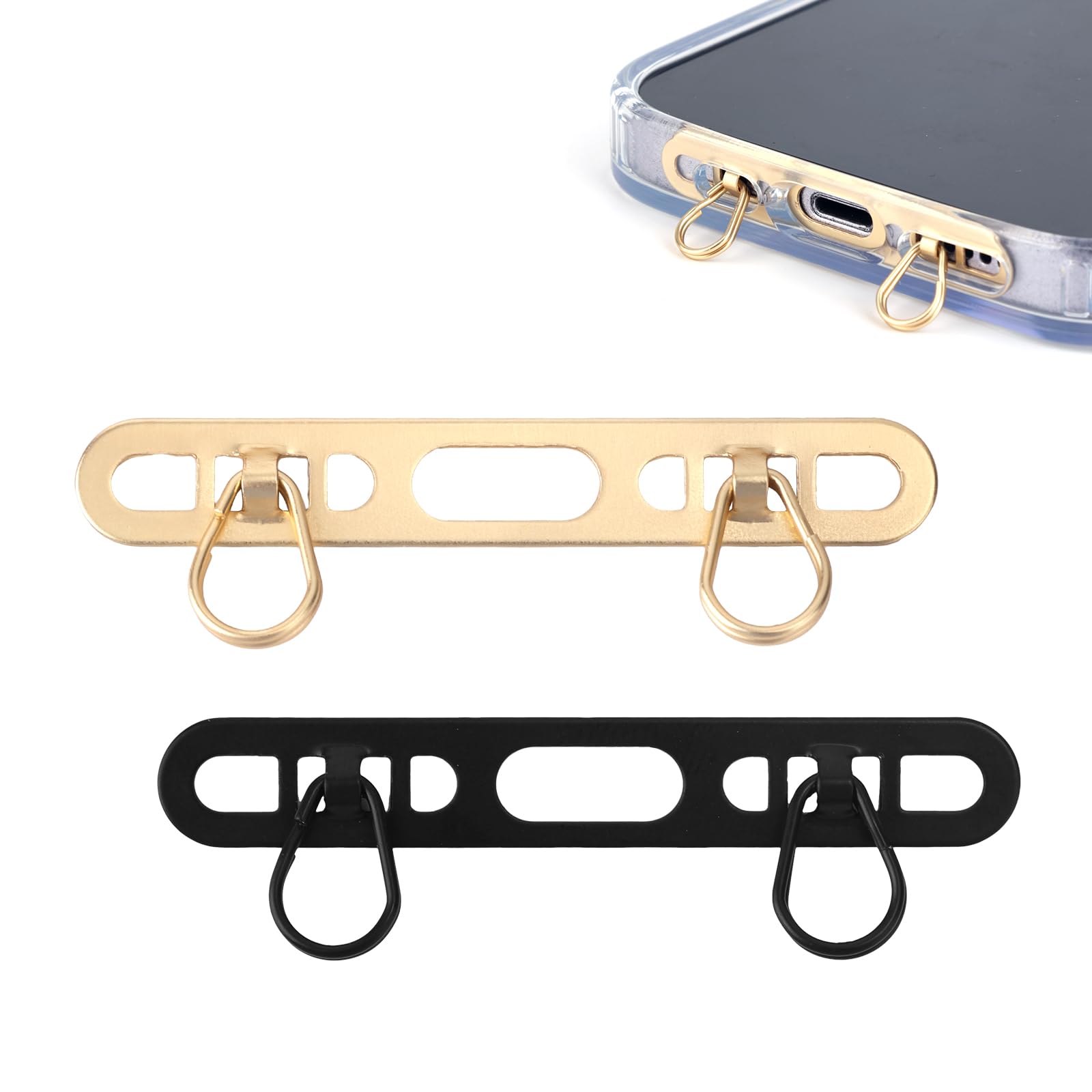 Attache Fine Métallique Pour Téléphone - Patch Double Boucle, Compatible IPhone 12-16, Acier, Sans Colle, Léger