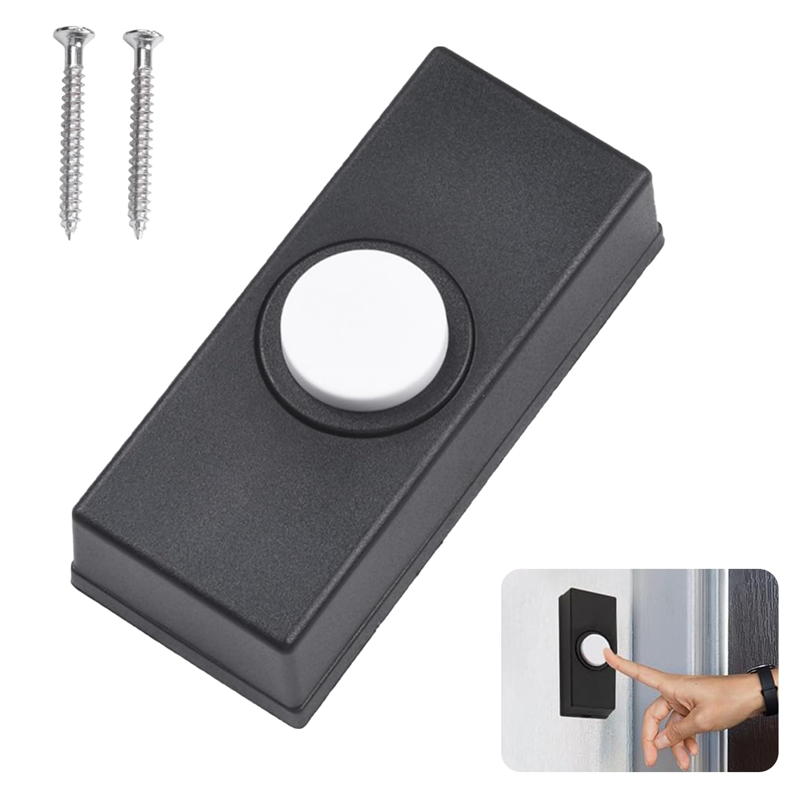 Wired Doorbell Button Weatherproof Plastic Door Bell Push Durable Wall Mounted Universal Switch with 2 Screws Compatible with Most Chimes for Home Garage & Warehouse