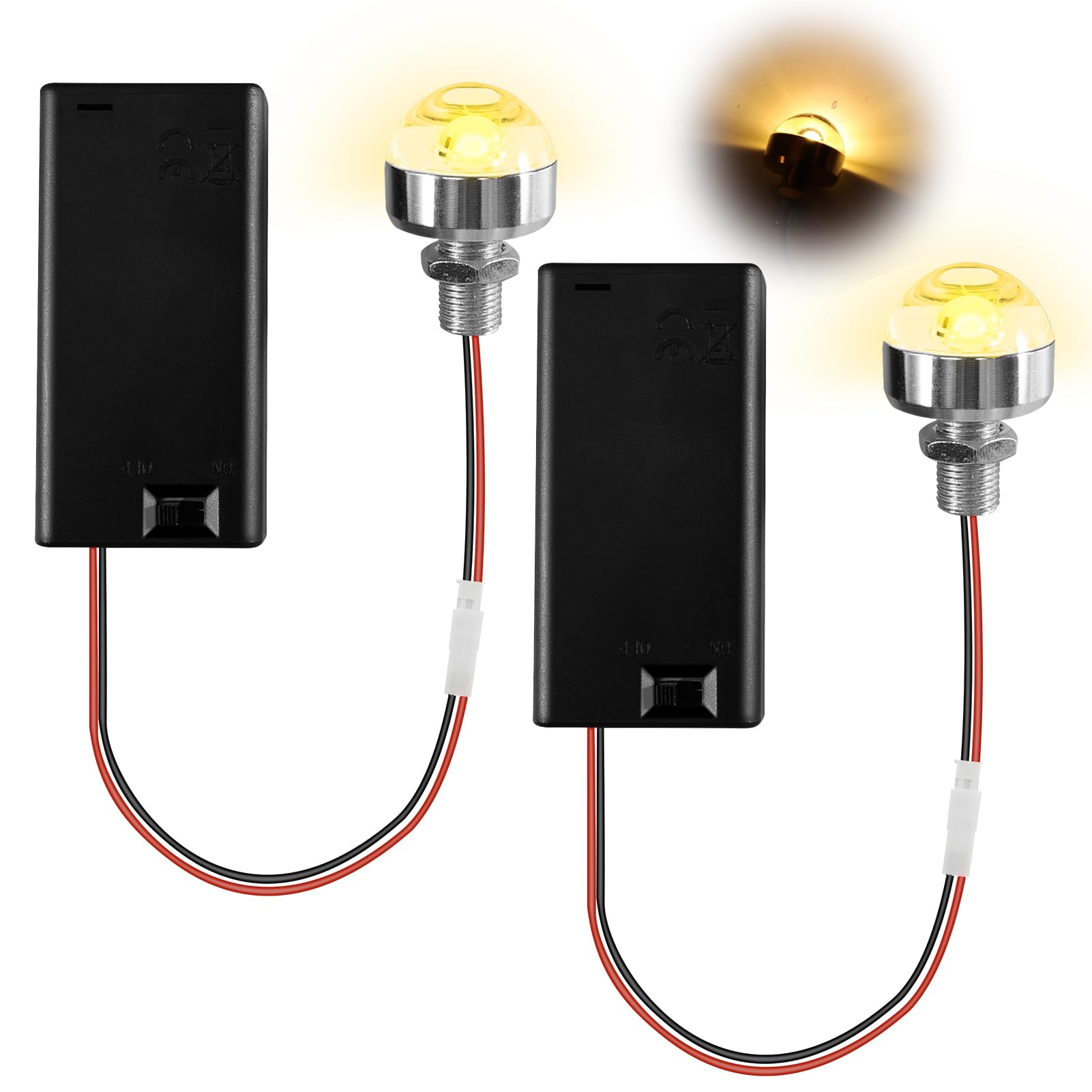 2 Pack Mini LED Dollhouse Lighting Kit with Battery Holder & On/Off Switch, 3V AA Battery Operated Light, 25cm Wire, Warm White Lamp for DIY Miniatures, Fairy Garden, Model Houses