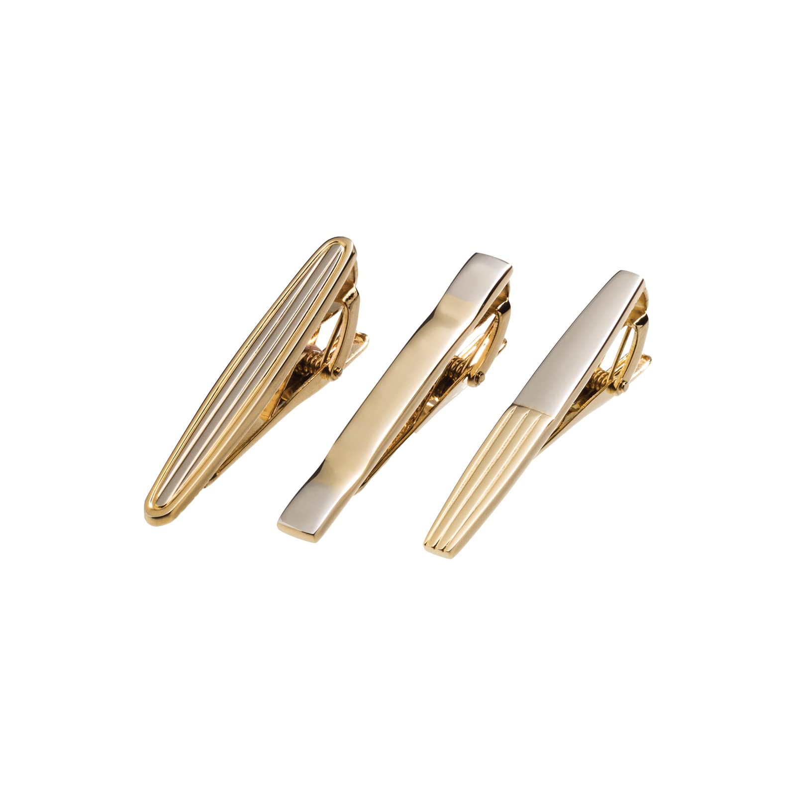Gildermen Tieclip/Tiebar Accessory for Neckties in 3 pieces Combo in Gold/Silver