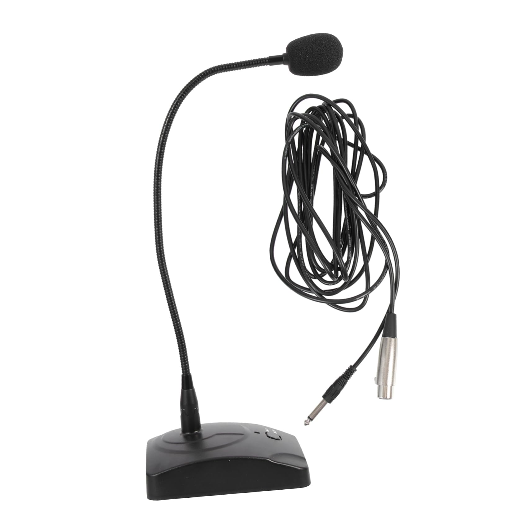 Micrófono de Cuello de Cisne para Computadora de Escritorio Negro | Base Pesada y Soportes de Goma Antideslizantes, Cable de 5m Conector 6, 35 Mono