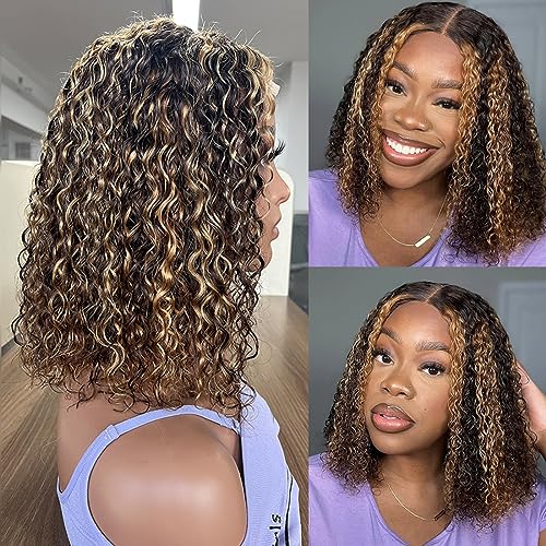 Highlight Bob Wig Human Hair 4x4 Lace Closure Wig Ombre