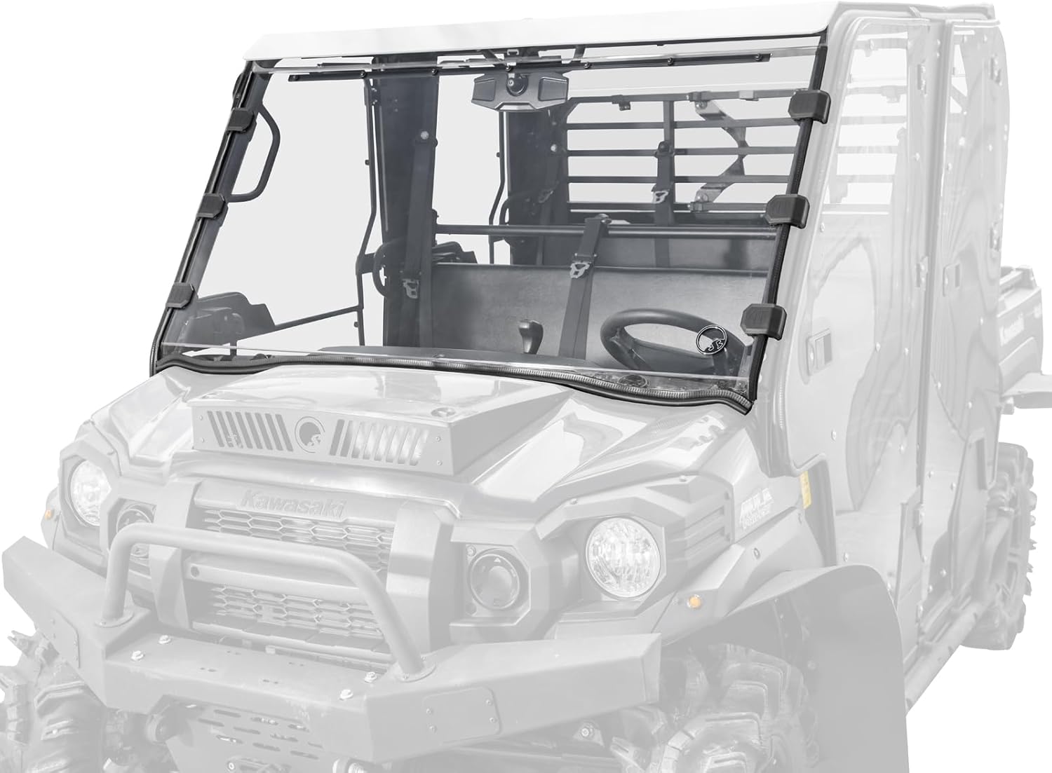 SuperATV Scratch-Resistant Full Windshield Compatible With Kawasaki Mule Pro