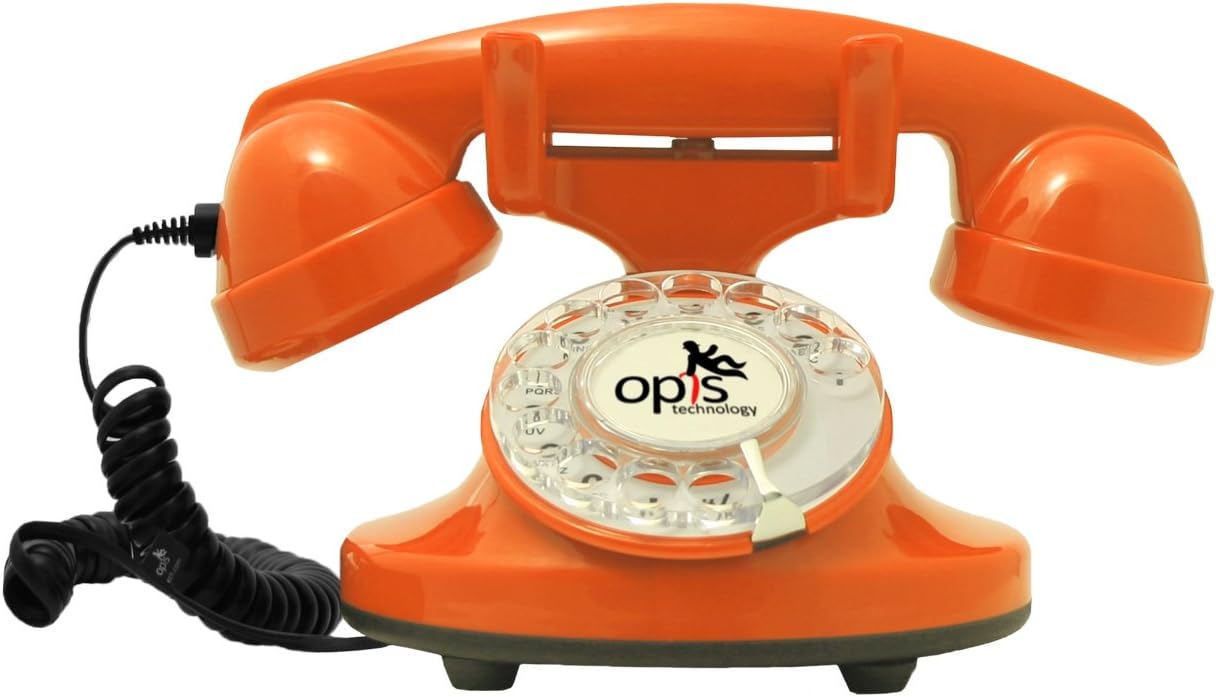 Bеѕt Cуbеr Mоndау 🔥 OPIS FunkyFon Cable: Rotary dial disc Telephone in The sinuous Style of The 1920s with Modern Electronic Bell (Orange) Flаѕh Dеаlѕ - 50% оƒƒ OPIS FunkyFon Cable: Rotary dial disc Telephone in The sinuous Style of The 1920s with Modern Electronic Bell (Orange)