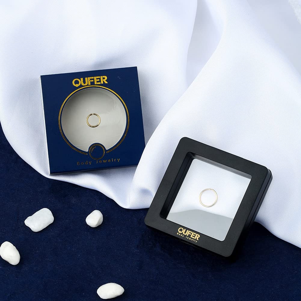 OUFER Oro 9ct Piercing Naso Hoop Donna Anellino Pircing Anello Nostril Nose Ring 20g 0.8mm Orecchio Helix Trago Rook Conch Daith Gold 6 8 10mm Uomo Gioielli Gift