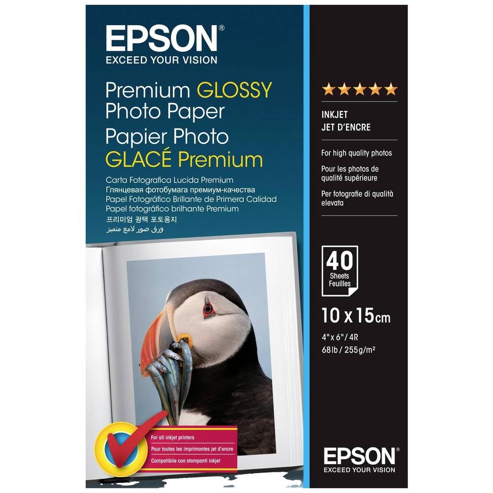 Epson Premium Glossy Photo Paper 255gsm 10x15cm 40 Sheets