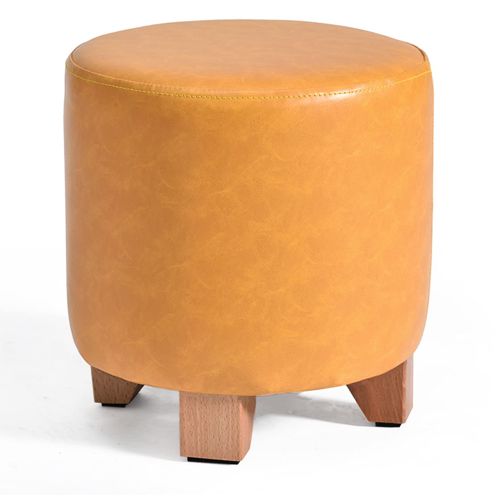 Repose-pieds ottoman en PU jaune 3 pieds | Tabouret de bureau rembourré empilable