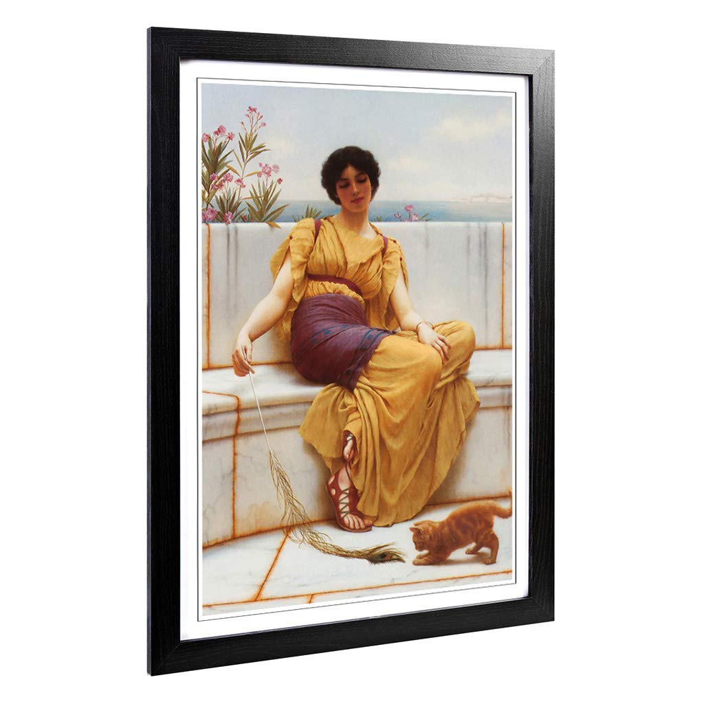 Big Box Art Framed Print of John William Godward Idleness Design | Wall Art Picture | Home Decor for Kitchen, Living, Dining Room, Bedroom, Hallway, Office, Black, A2 / 24.5x18 Inch / 62x45cm