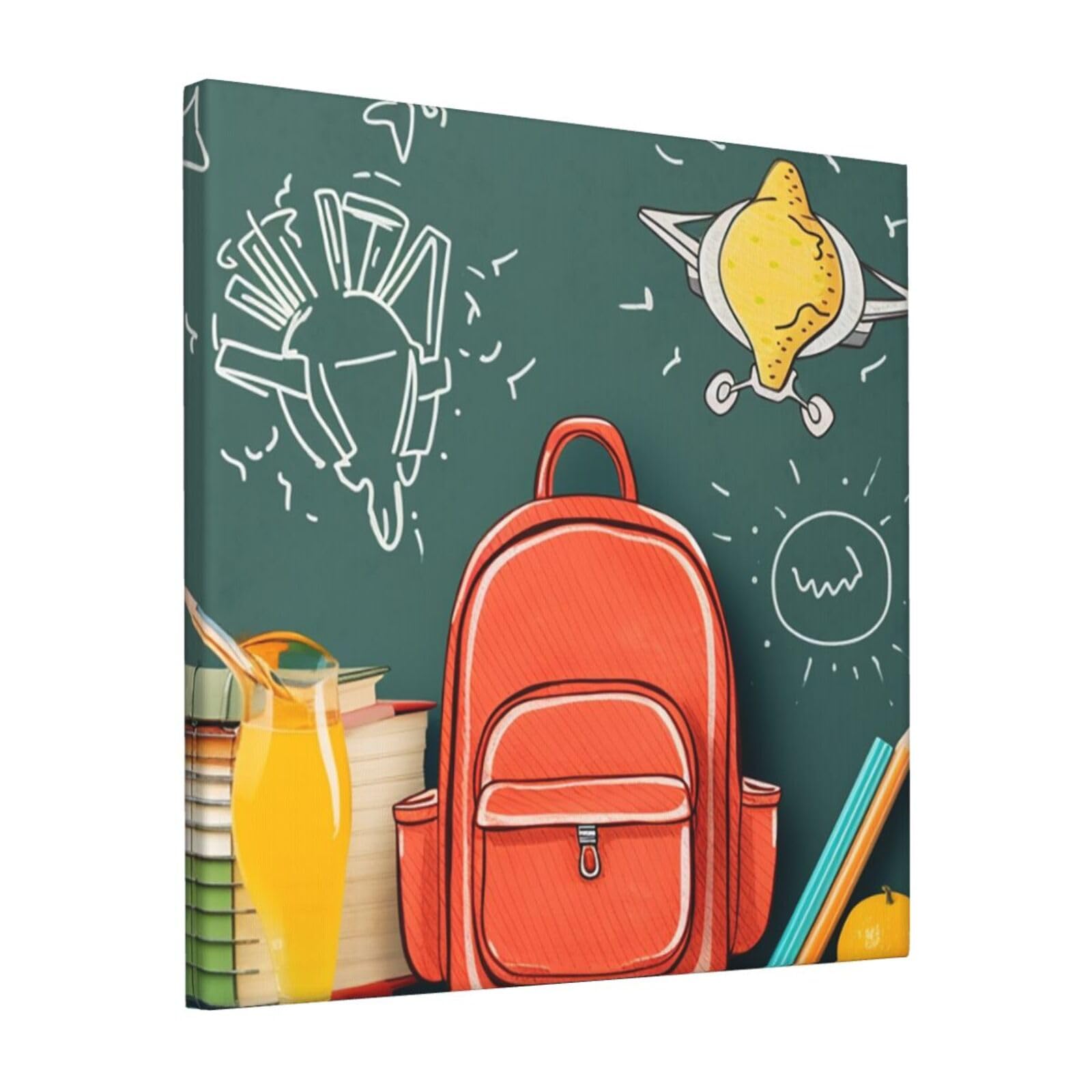FodPand Back to School Theme Canvas Wall Art for Living Room Wall Decor 12"x12" Modern Artwork Painting Pictures Hanging Canvas Prints Aesthetic Wall Art for Bedroom Bathroom Office Wallart Decor