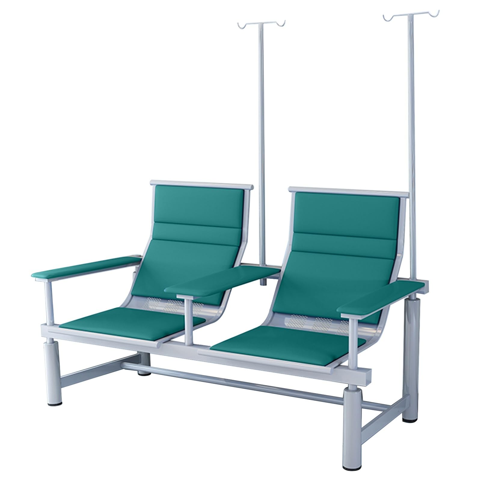 Fauteuil Médical pour Perfusion et Prélèvement Sanguin, Banc D'attente 2 Places avec Potence à Perfusion, pour Hôpitaux, Cliniques et Cabinets Médicaux(Green)