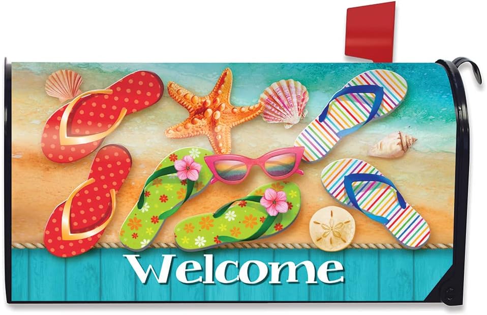 Briarwood Lane Surfside Flip Flops Summer Magnetic Mailbox Cover Welcome Beach Standard