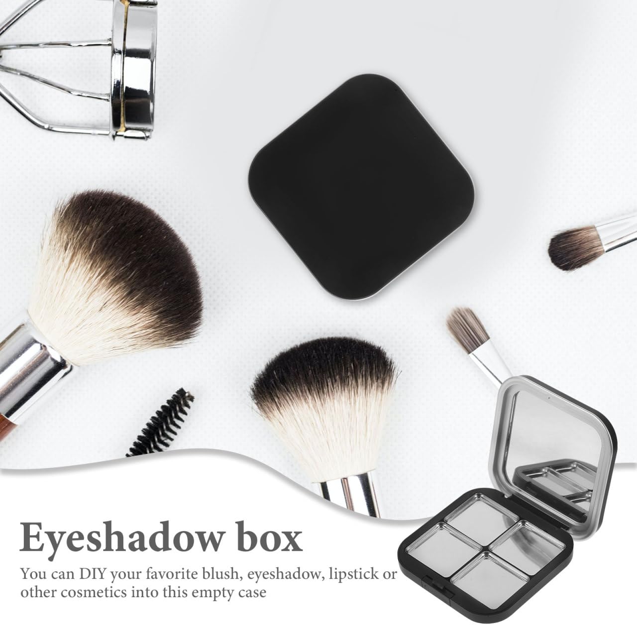 Lurrose 2 unidades de sombras de ojos magnéticas vacías para maquillaje con espejo para pintalabios, paletas de maquillaje
