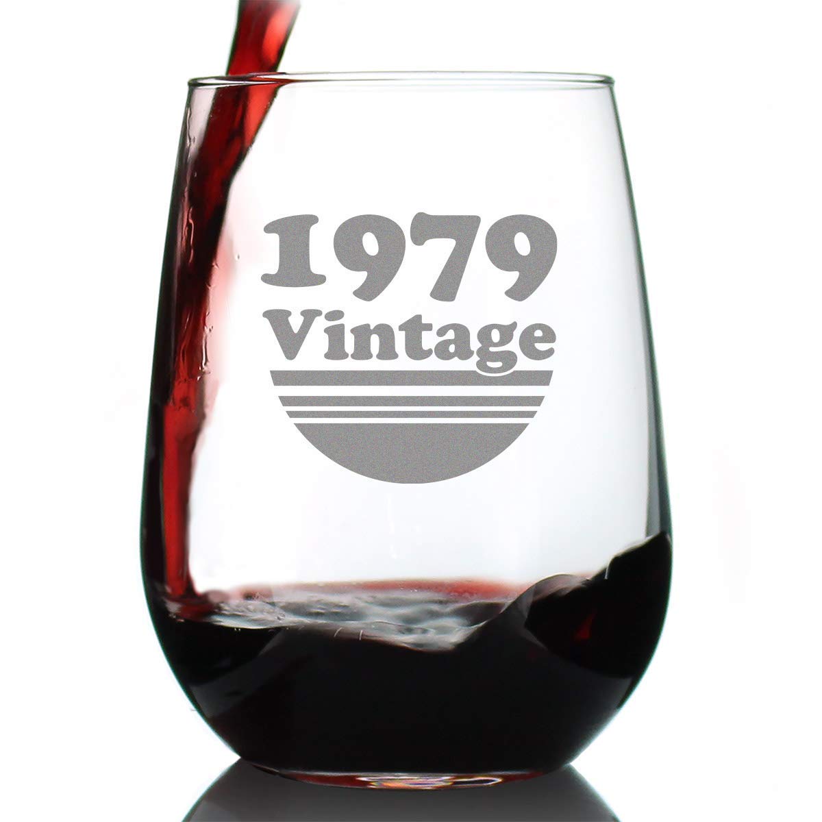 Vintage 1979-45th Birthday Stemless Wine Glass Gifts for Women & Men Turning 45 - Bday Party Decor - Large Glasses