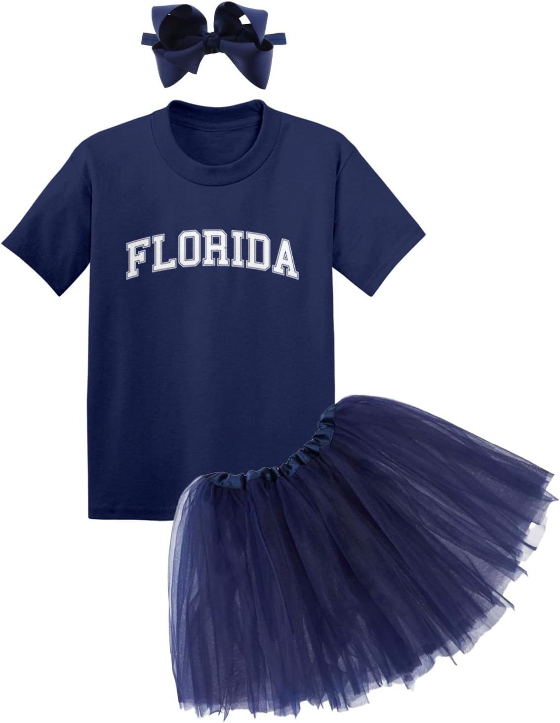 Florida - State Proud Strong Pride Sports Baby Bodysuit + Tutu Skirt + Bow Headband Set