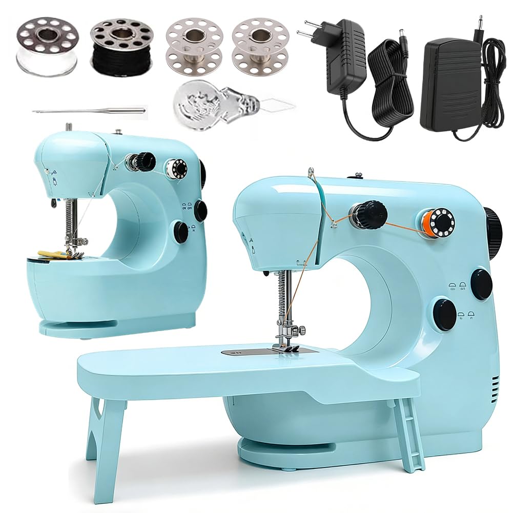Mini máquina de coser para principiantes, máquinas de coser eléctricas con pedal, 12 puntadas integradas, kit de costura básico incluido, perfecto para uso doméstico